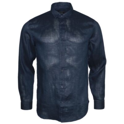 Armani Exchange Linen Shirt Navy