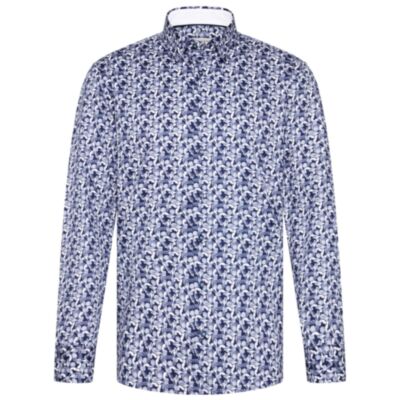 Bugatti LS Printed Shirt In Navy Blue