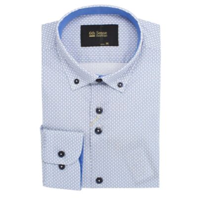 6Th Sense BD Geo Print LS Shirt Blue