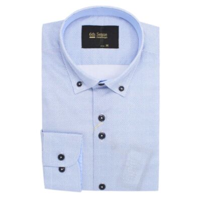 6Th Sense BD Mini Print Shirt Blue