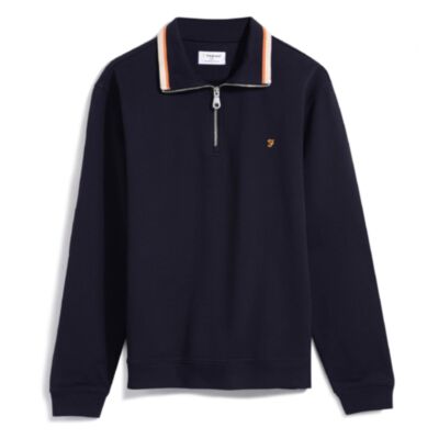 Farah Muriel 1/4 Zip Sweater In True Nav