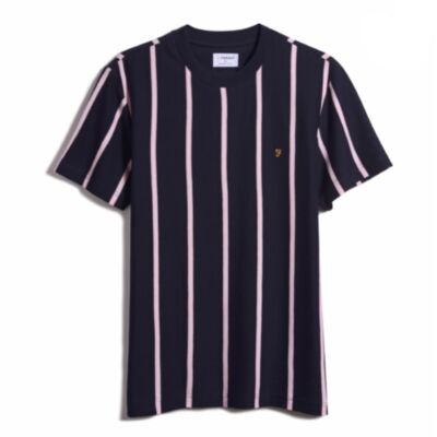 Farah Peralta Vertical Stripe Tee Navy