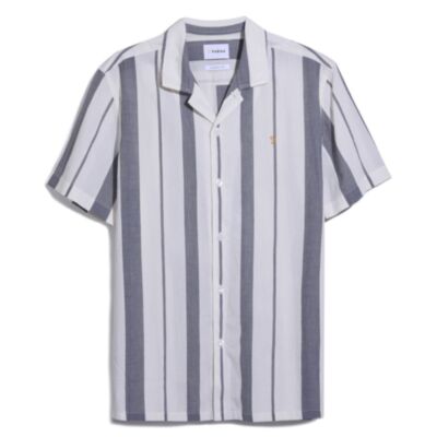 Farah Alder SS Stripe Shirt True Navy