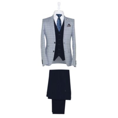 6th Sense 3 piece suit in Blue Granite