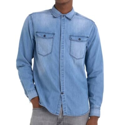 Replay Red Cast Cotton Denim Shirt In In