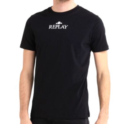 Replay Centre Logo Tee In Black