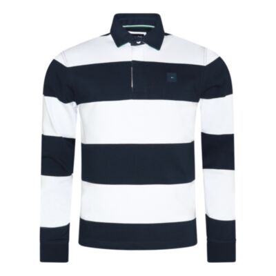 Eden Park IRFU LS Stripe Polo White/Navy