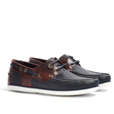 Barbour Wake Leather Shoe In Navy/Brown