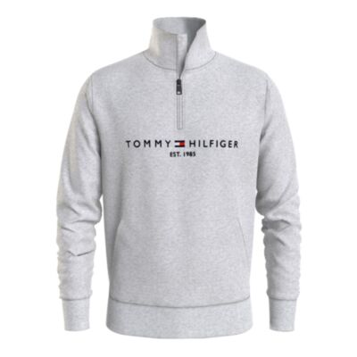 Tommy Hilfiger Logo Mock Neck Grey Heather