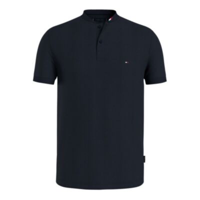 Tommy Hilfiger Mao Collar Logo Top Navy
