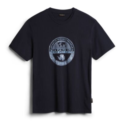Napapijri Centre Logo Tee in Blu Marine