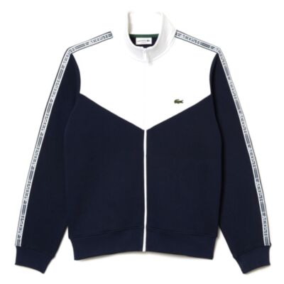 Lacoste Full Zip In Navy Blue/White