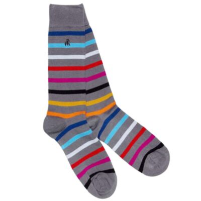 Swole Panda Small Stripe Socks In Grey