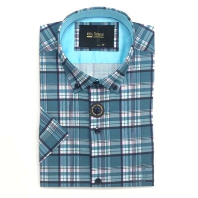 6Th Sense SS BD Check Shirt In Green
