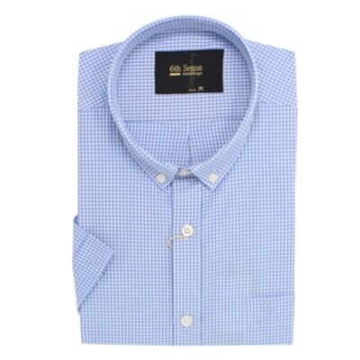 6Th Sense SS BD Micro Check Shirt Blue