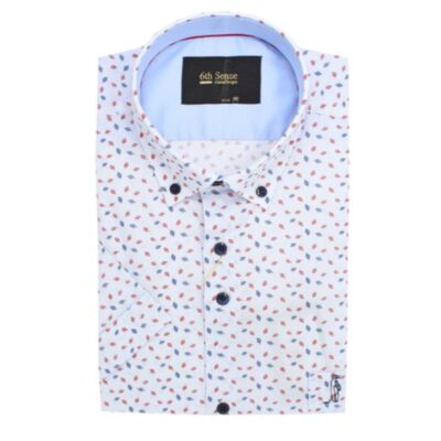 6Th Sense SS Print Shirt In Red Blue