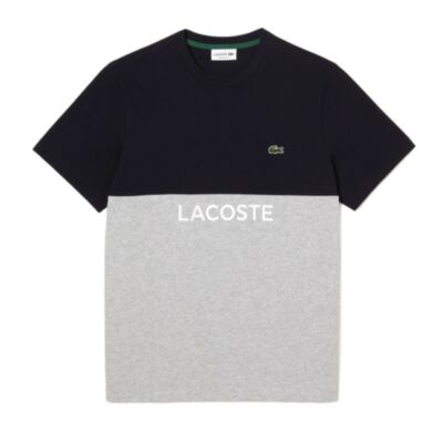 Lacoste Split Tee In Abysm/Silver Chine