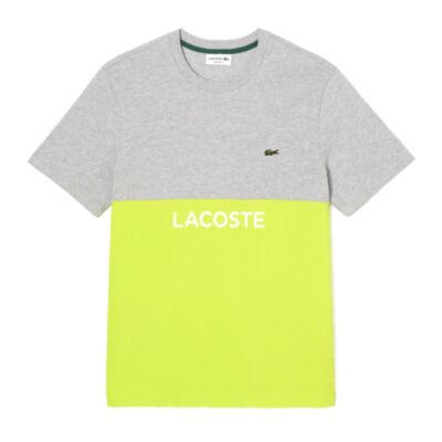 Lacoste Split Tee In Silver Chine/Lima