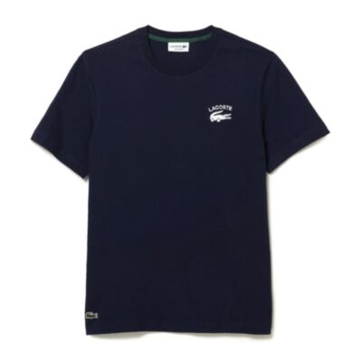 Lacoste Embroidered Logo Tee In Navy Blue