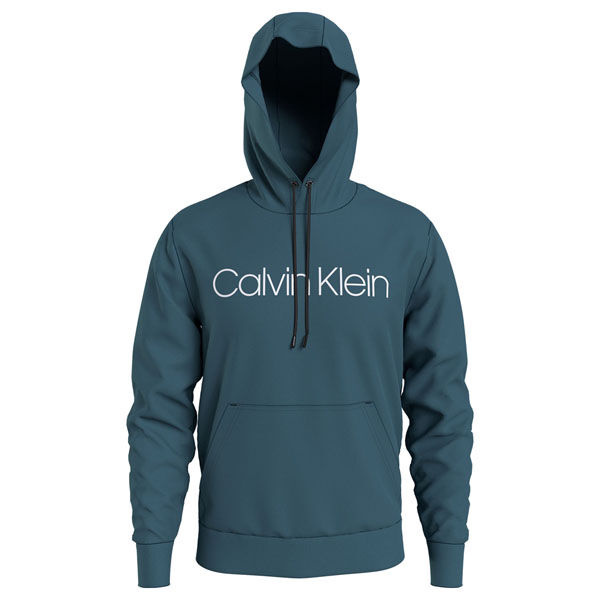 Calvin Klein Cotton Logo Hoodie In Foamy Ocean