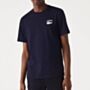 Short Sleeve Navy T Shirt with Spell Out Logo on the left side of the chest