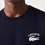 Lacoste Navy Blue Short Sleeve T Shirt with embroidered spell out logo and Trademark Crocodile