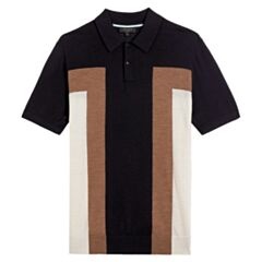 Ted Baker Block Panel Polo In Navy