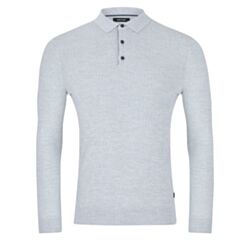 Remus Uomo LS Knitted Polo Light Grey