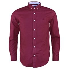 Ted Smith Bond Oxford Shirt In Burgundy