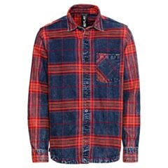 Replay Flannel Check Overshirt In Red
