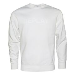 Replay Organic Cotton Logo Sweater In Wh