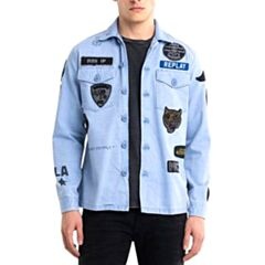 Replay Retro Patch Overshirt In Blue Den