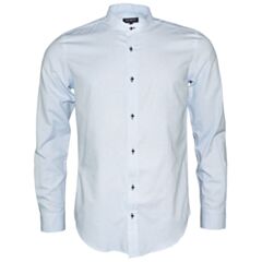 Ted Smith Grandad Col Shirt Blue