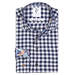 R2 Amsterdam Viscose Check Shirt In Navy
