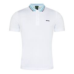 Boss Paule Cont Collar Polo Shirt White