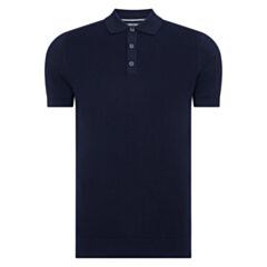 Remus Uomo SS Knit Polo Shirt In Navy