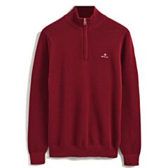 Gant Cotton Pique Half Zip Knit Burgundy