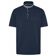 Bugatti Grandad Collar Cont Polo Navy