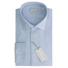 Michael Kors Cotton Linen Slim Shirt Blu