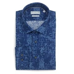 Michael Kors MK Print Slim Shirt In Blue