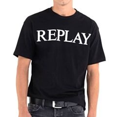 Replay Cotton Centre Logo Tee In Black