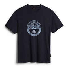 Napapijri Centre Logo Tee in Blu Marine