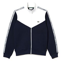 Lacoste Full Zip In Navy Blue/White