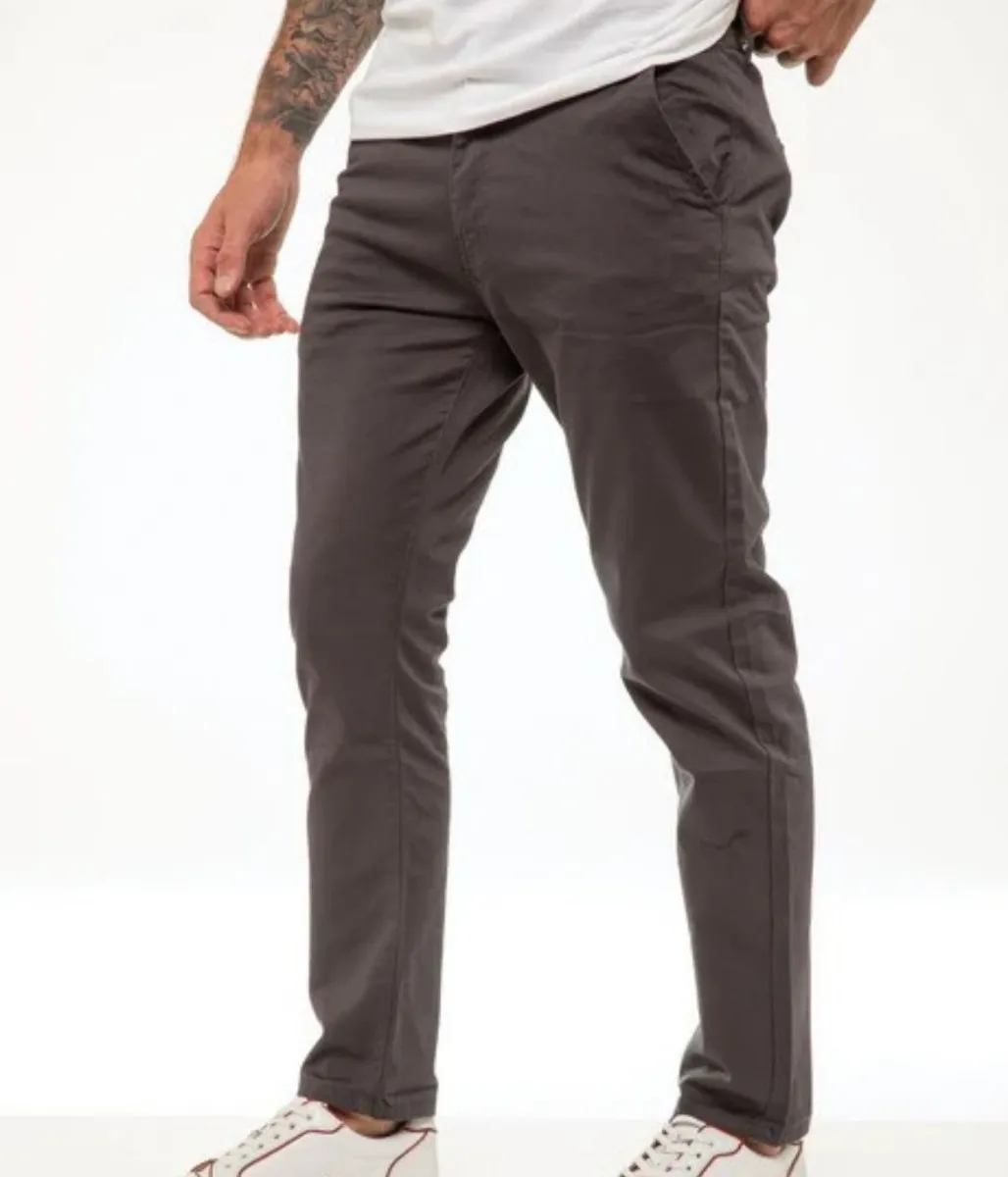 Enzo Slim Stretch Chino In Grey