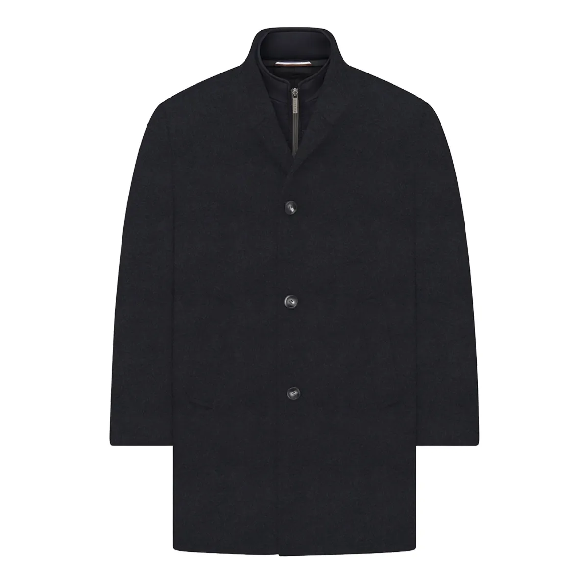 Bugatti Full Length Wool Button Coat in Navy AW26