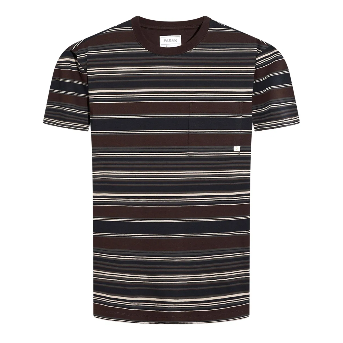 Farah SS Griffin Stripe T-Shirt Dark Brown