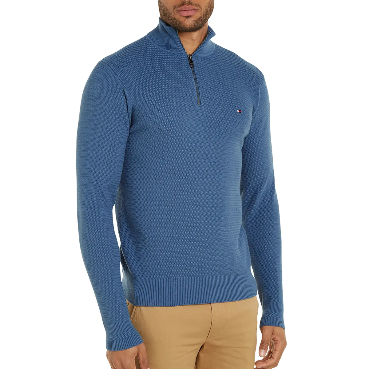 Tommy Hilfiger Interlaced Mock Blue Coast