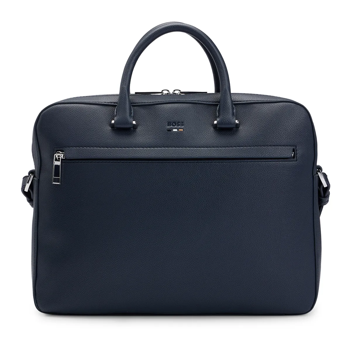 Boss Ray Leather Laptop Bag Dark Blue