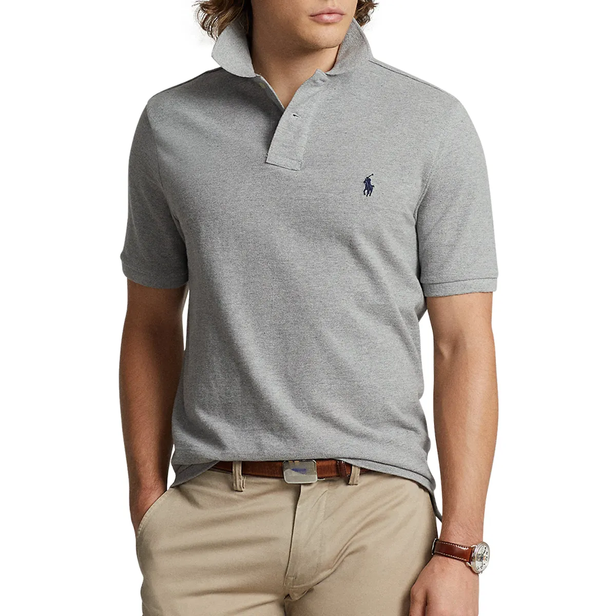 Ralph Lauren Slim Fit Polo Shirt Grey