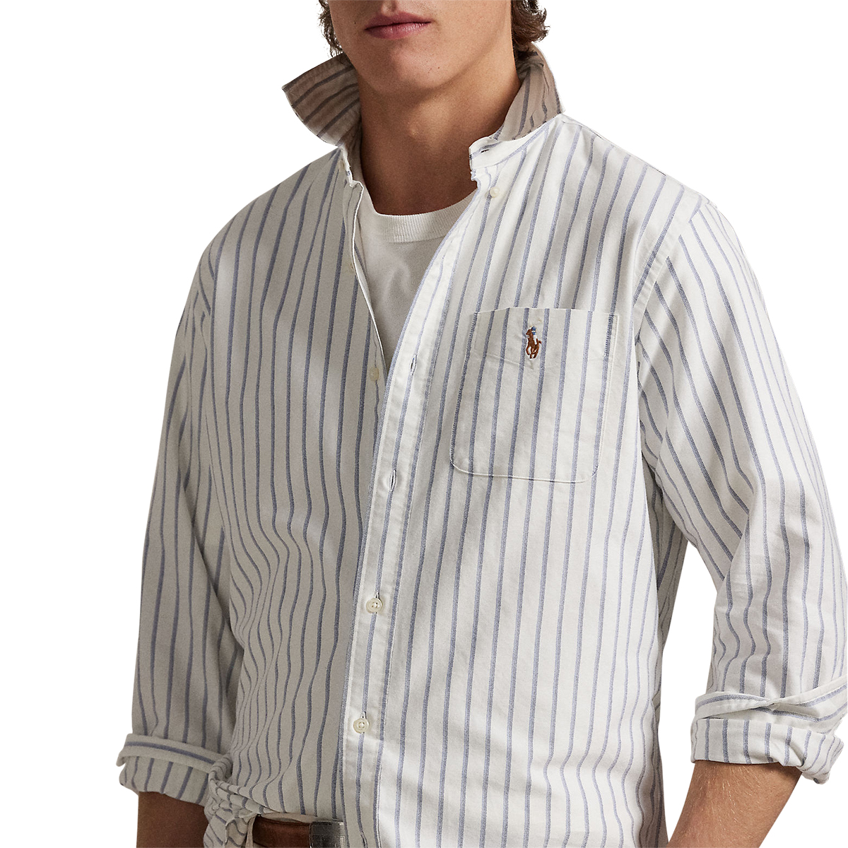 ラルフローレン 90s STANTON stripe shirt M white POLO RALPH LAUREN - 90年代 Polo by Ralph Lauren ポロ ラルフ